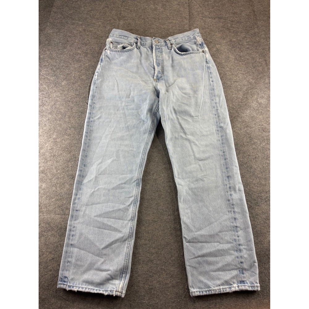 AGOLDE 90s Jean Light Wash Distressed High Rise Straight Leg Denim 28 (25x28)